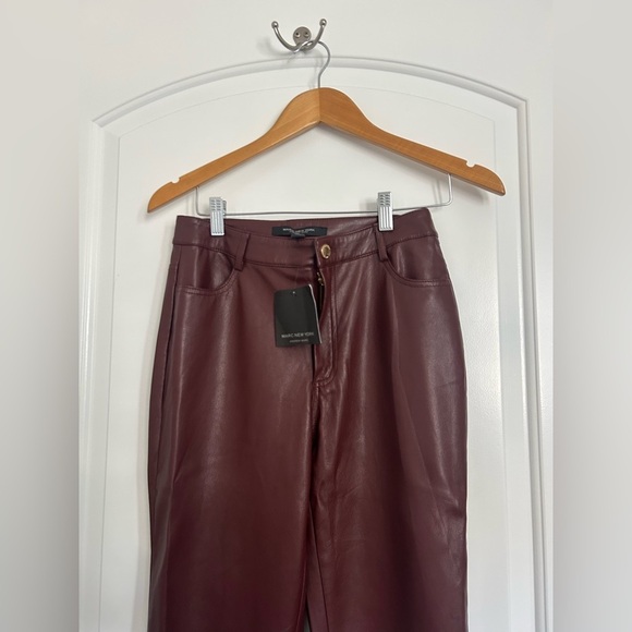 Marc New York | NWT Burgundy Faux Leather Pants size 2 - Picture 3 of 10